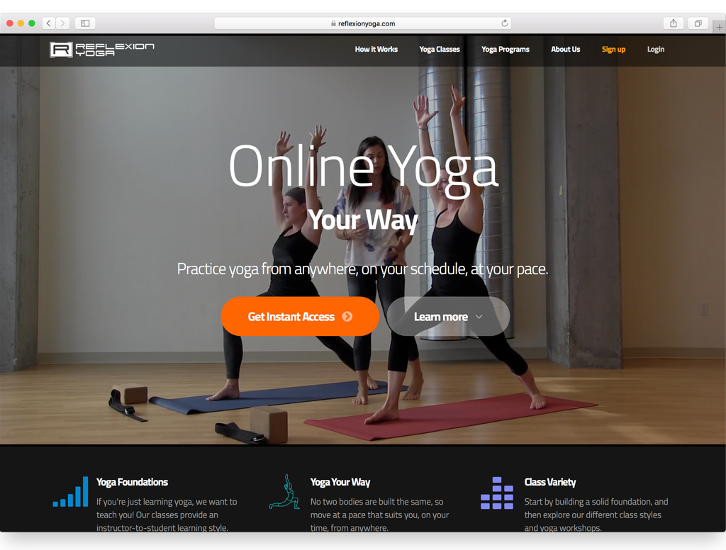 Reflexion Yoga homepage